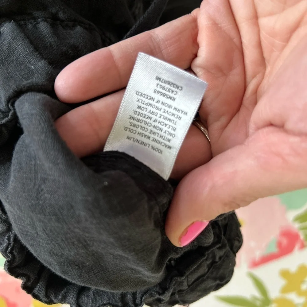 Caslon 100 % linen black pull on pants